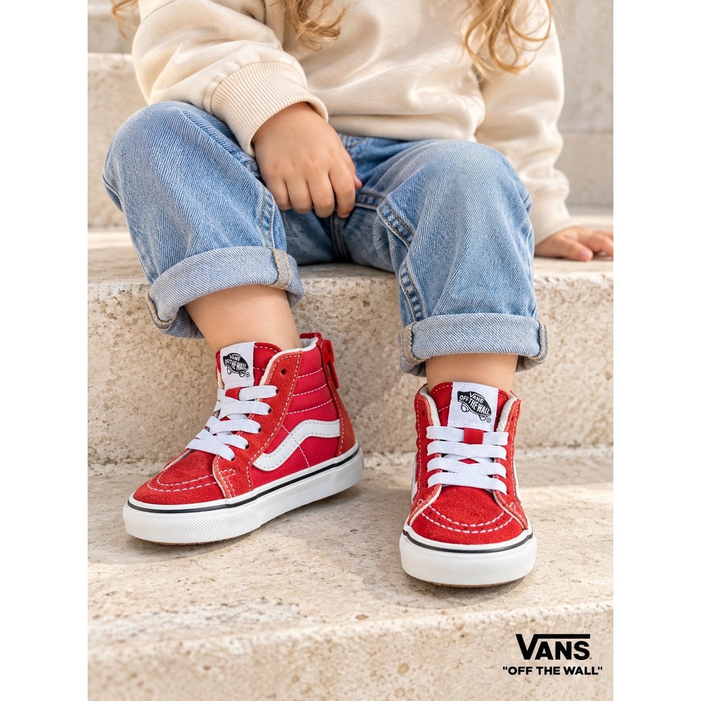 Vans Sk8-Hi Zip Toddler Red Suede Canvas High Top Sneakers Size 4.0 US